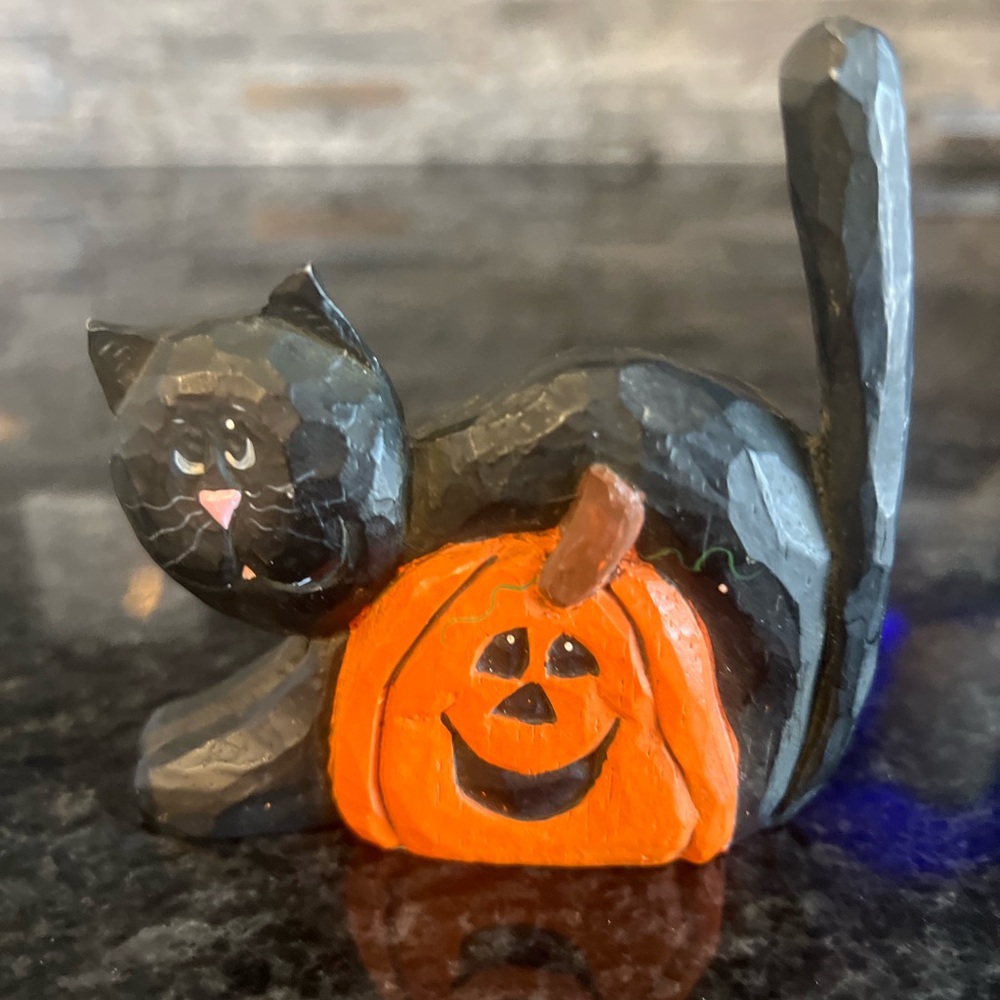 EDDIE WALKER Black Cat/Jack O Lantern Collectible Halloween Figurine, CUTE!!!